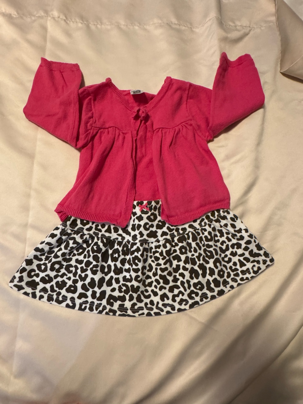 Carter's Hot Pink Cardigan with Black & White Leopard Skirt
